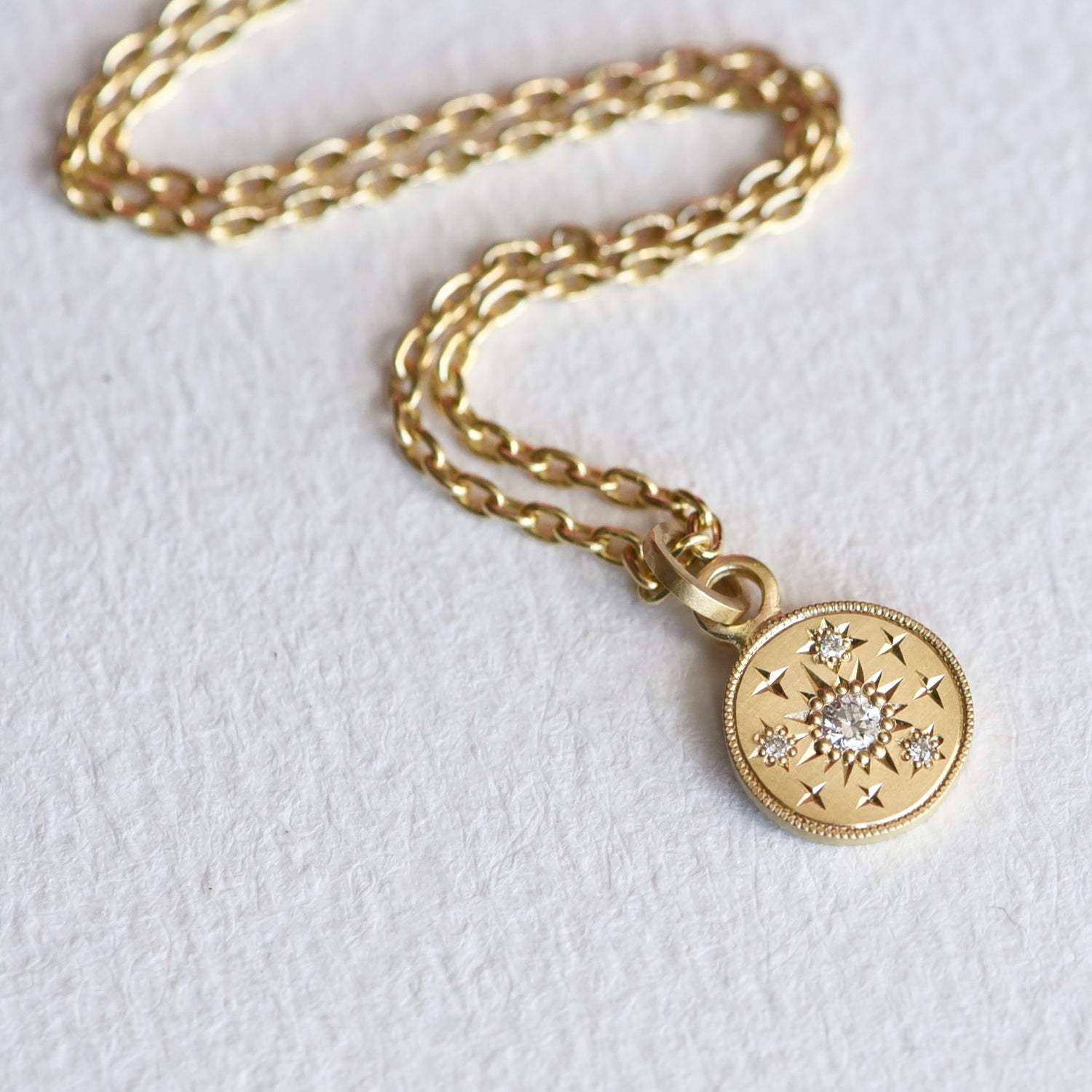 YOU'RE MY UNIVERSE 18K DIAMOND ENGRAVED NECKLACE