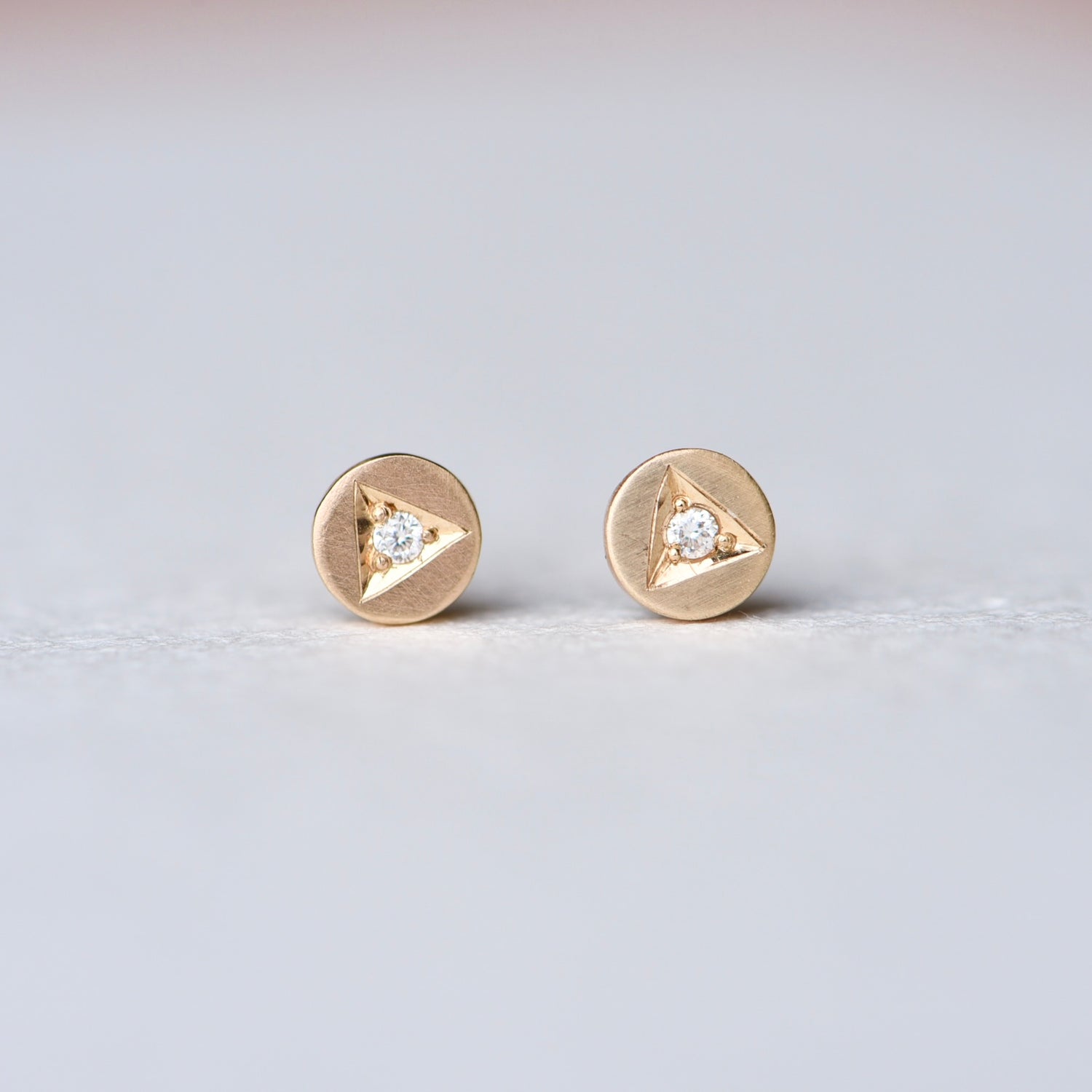 PETITE TRIANGLE DIAMOND 14K STUDS