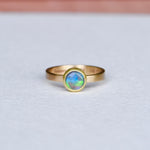 FOREVER MISFIT 18K + 14K  LIGHTNING RIDGE OPAL RING SIZE 6