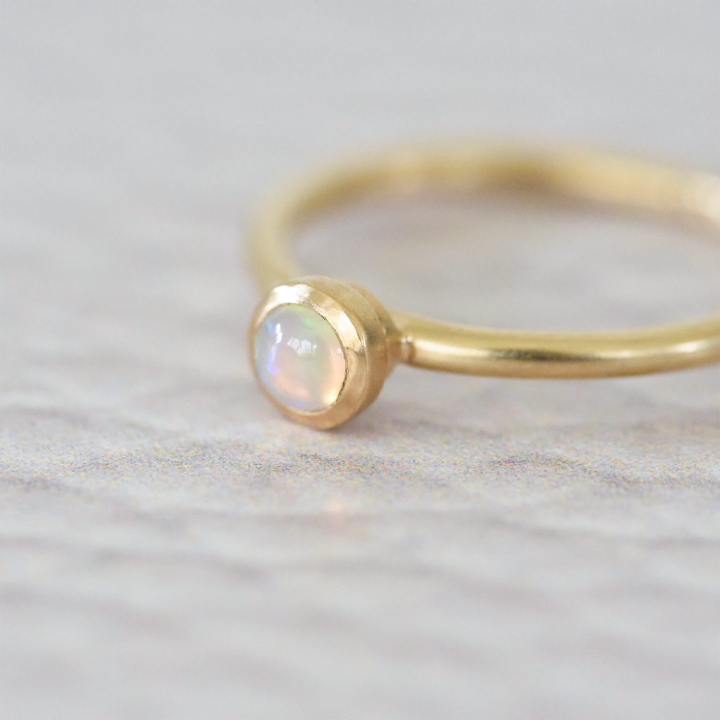 recycled 14k yellow gold opal ring by Corkie Bolton Jewelry.