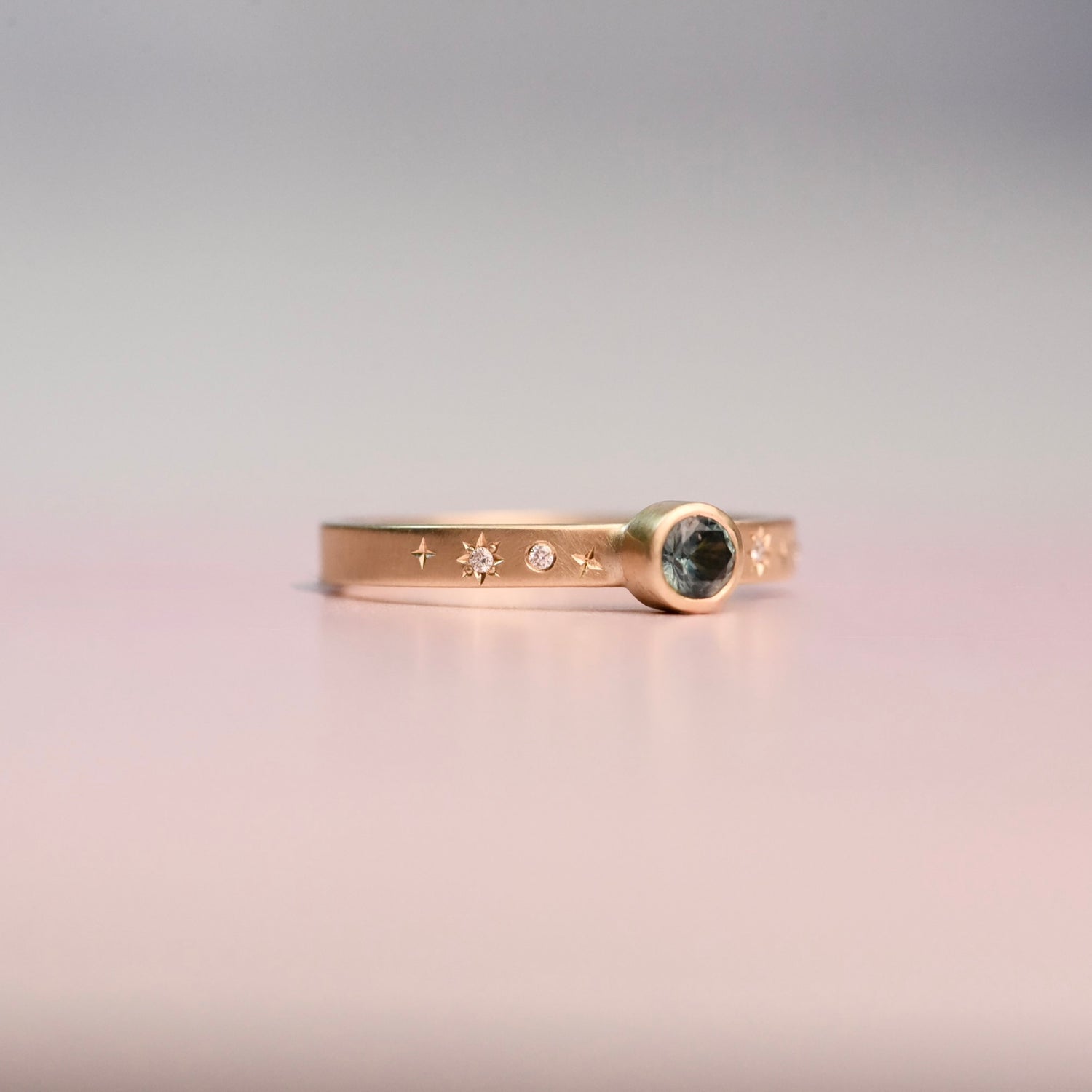 A DAY AT A TIME SAPPHIRE + DIAMOND  10K RING SIZE 6.25