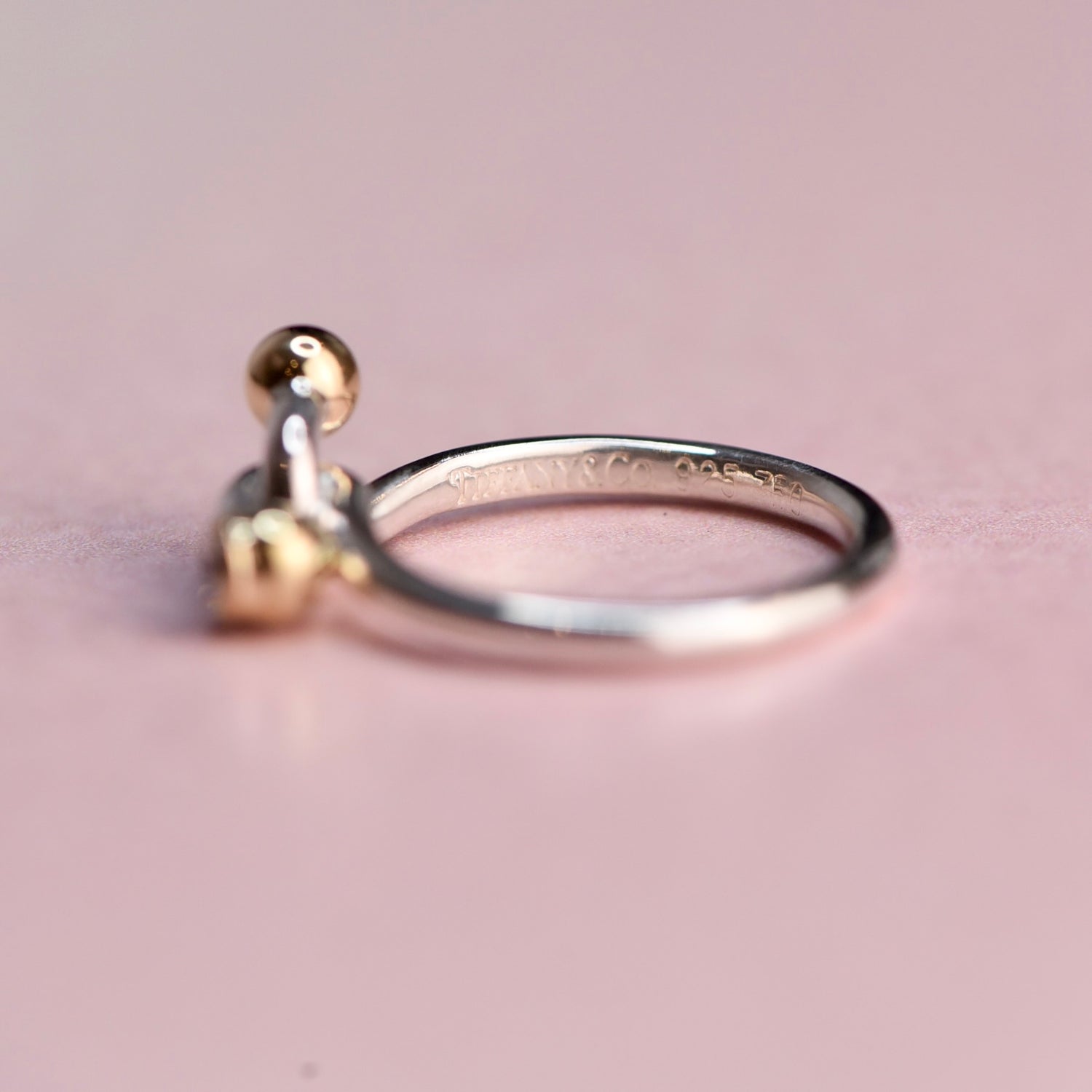 Vintage Tiffany & Co Silver 18K Diamond Ring Size 5