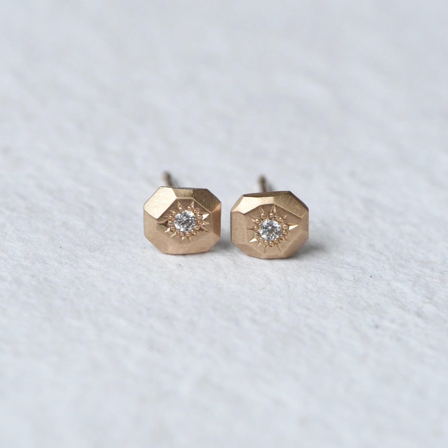 REBIRTH DIMAOND ENGRAVED STUDS by Corkie Bolton Jewelry