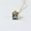 London Blue Topaz Square Solitaire 14K Gold Necklace with 14K yellow gold 18" ball chain