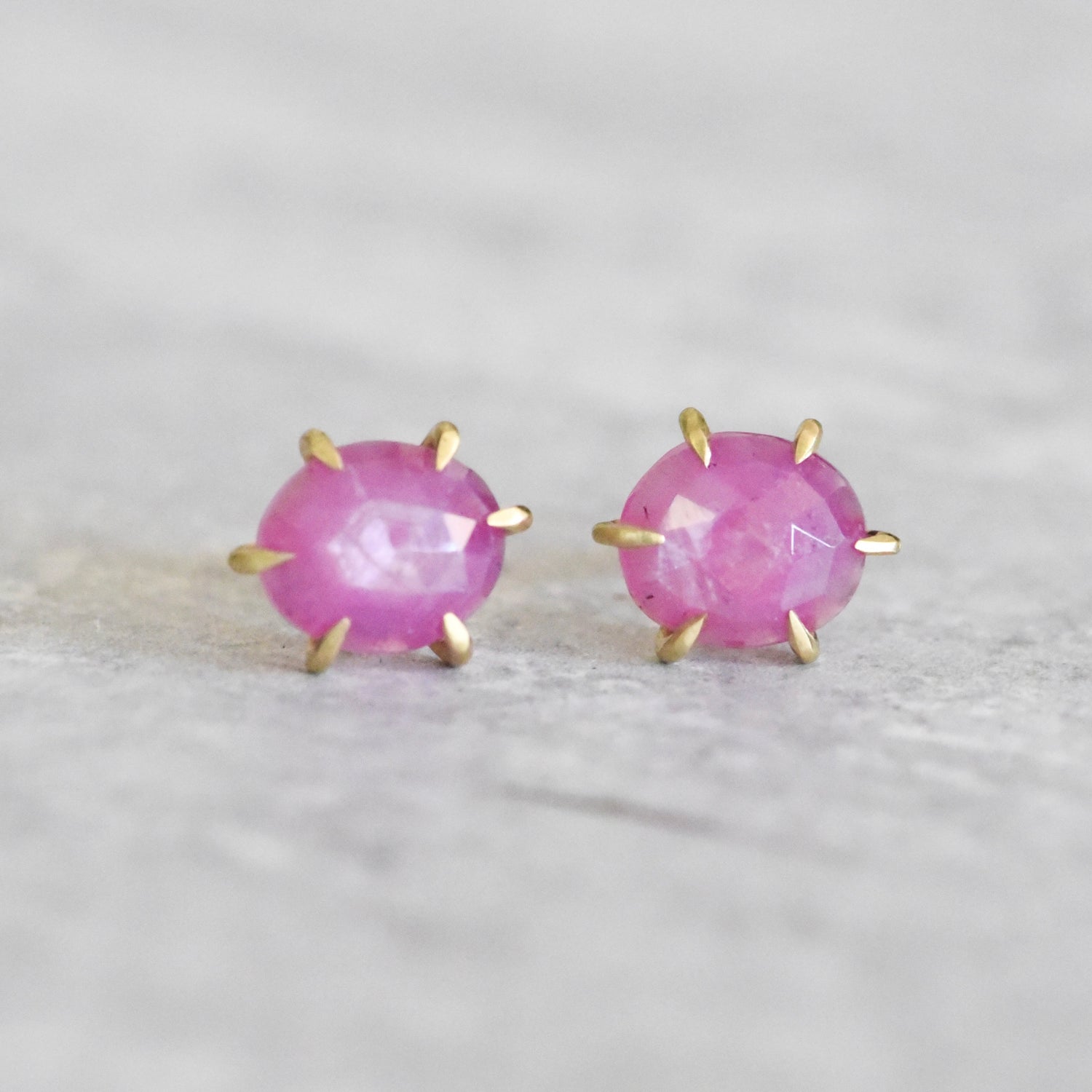 Pink Sapphire 18K Gold Studs