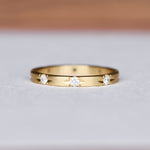 (Full View of Ring): Hand engraved 18k yellow gold Commitment Diamond Band featuring eight diamond star settings, crafted by Corkie Bolton Jewelry. Elegant and timeless design perfect for stacking or wearing solo.