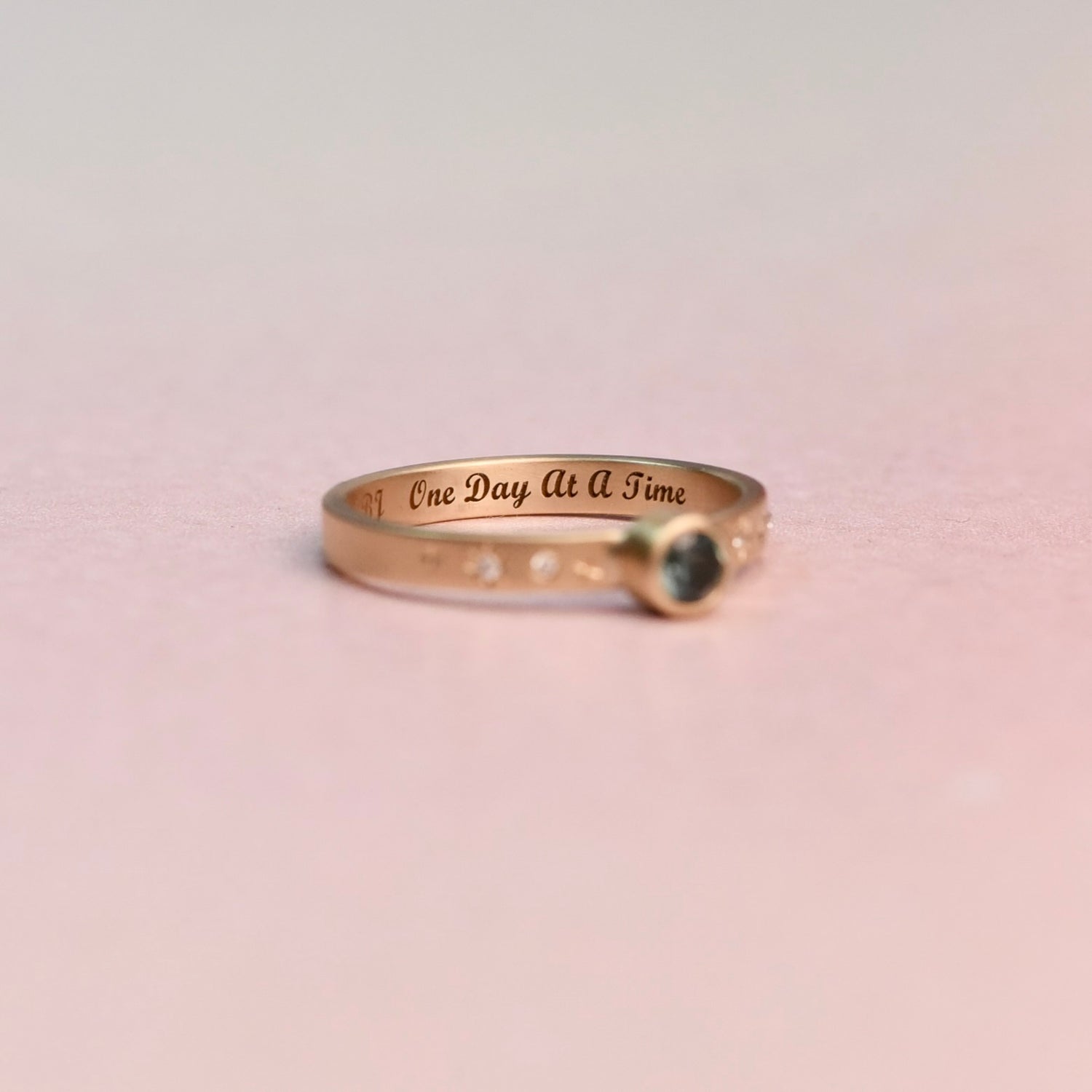 A DAY AT A TIME SAPPHIRE + DIAMOND  10K RING SIZE 6.25