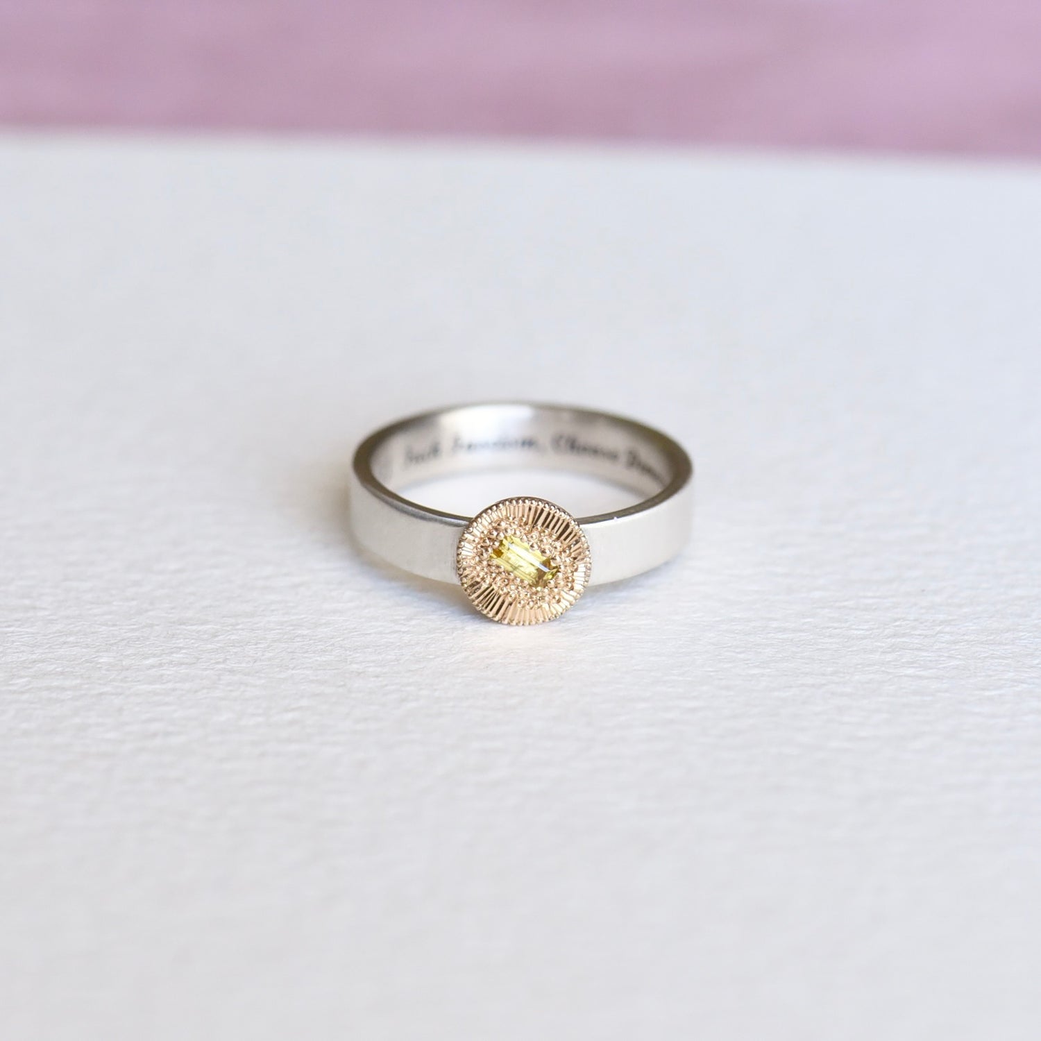 F*** FASCISM SAPPHIRE 14K + SILVER RING SIZE 7