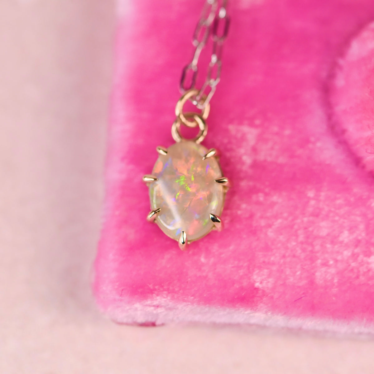 Lightning Ridge Opal Seven Prong Necklace