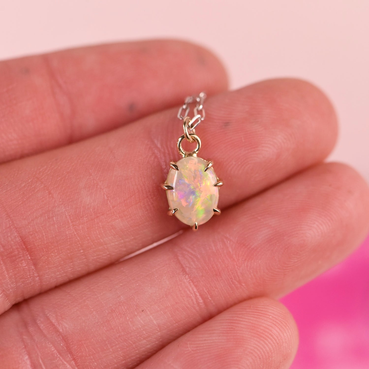 Lightning Ridge Opal Seven Prong Necklace