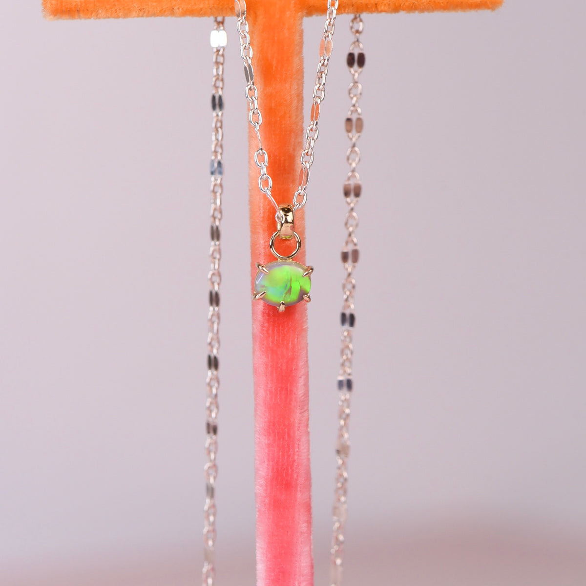Australian Black Opal Five Prong Necklace