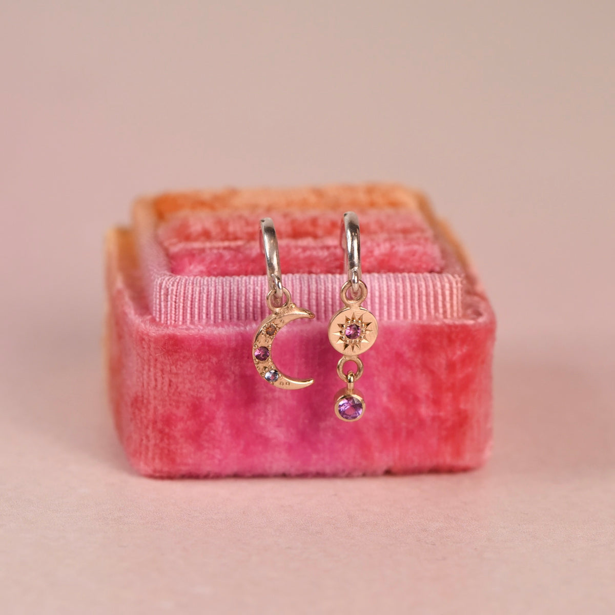 Moon + Star Misfit Dangle Studs