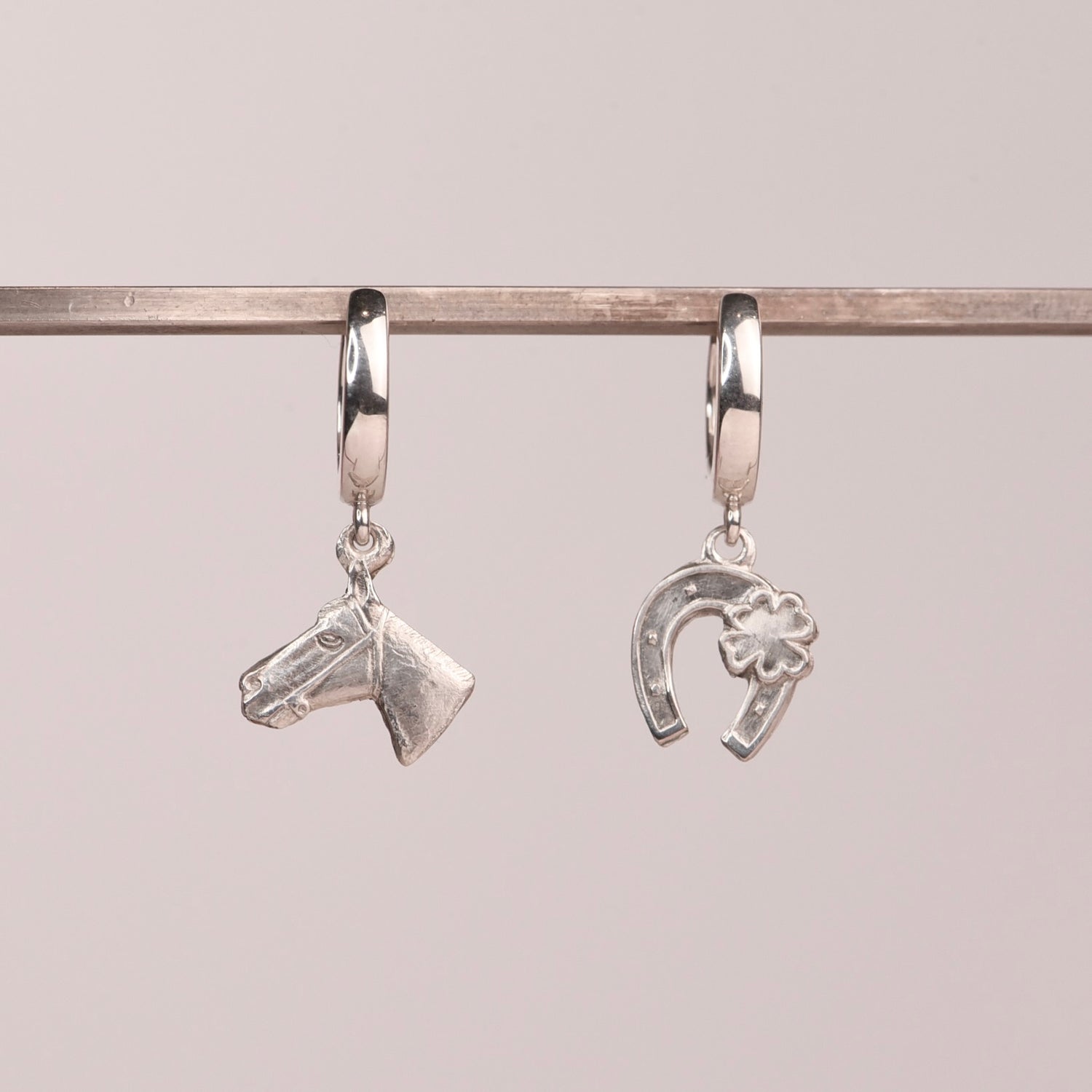 Vintage Good Luck Charm Dangle Hoops