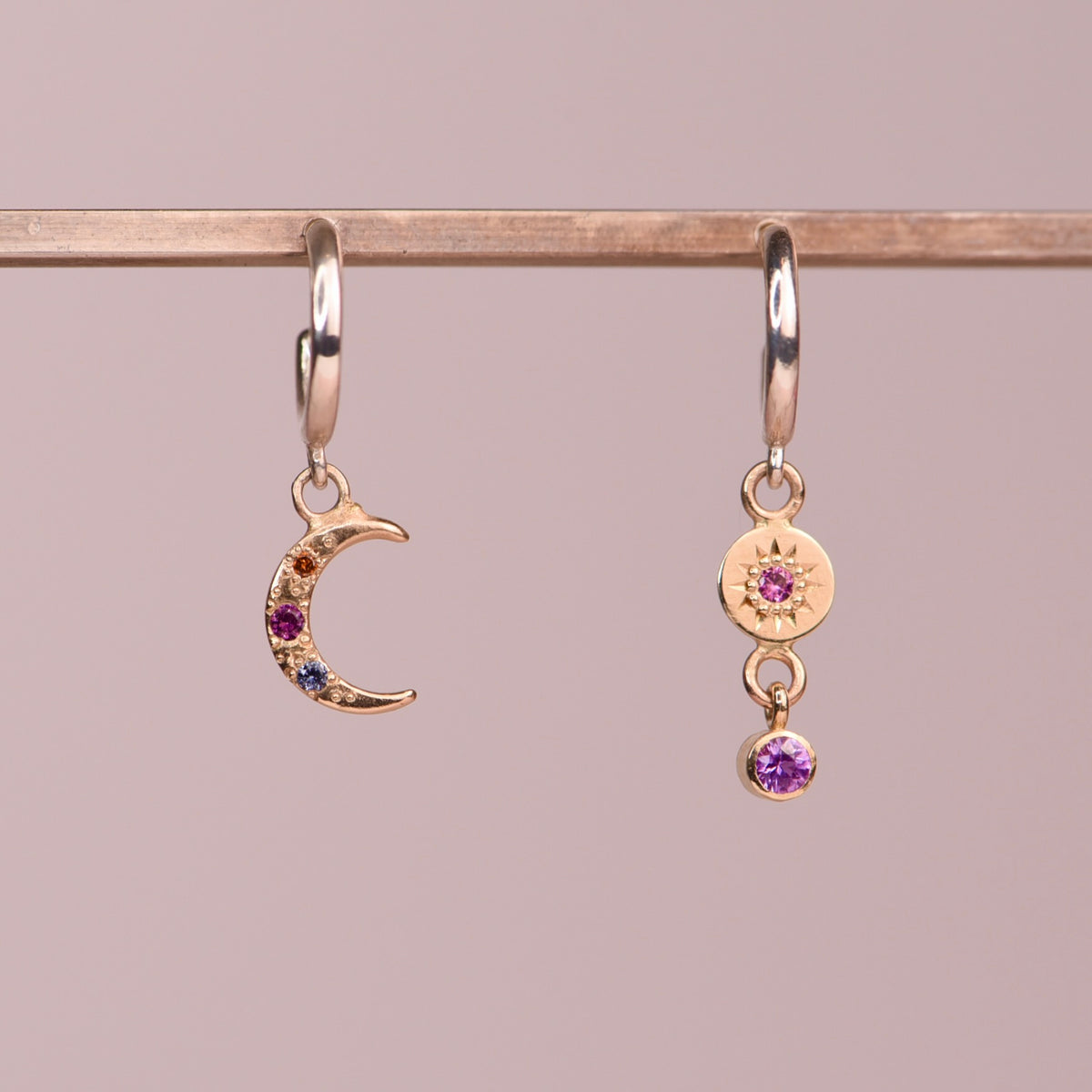 Moon + Star Misfit Dangle Studs