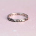 Silver Ring with hand engraved rope pattern
