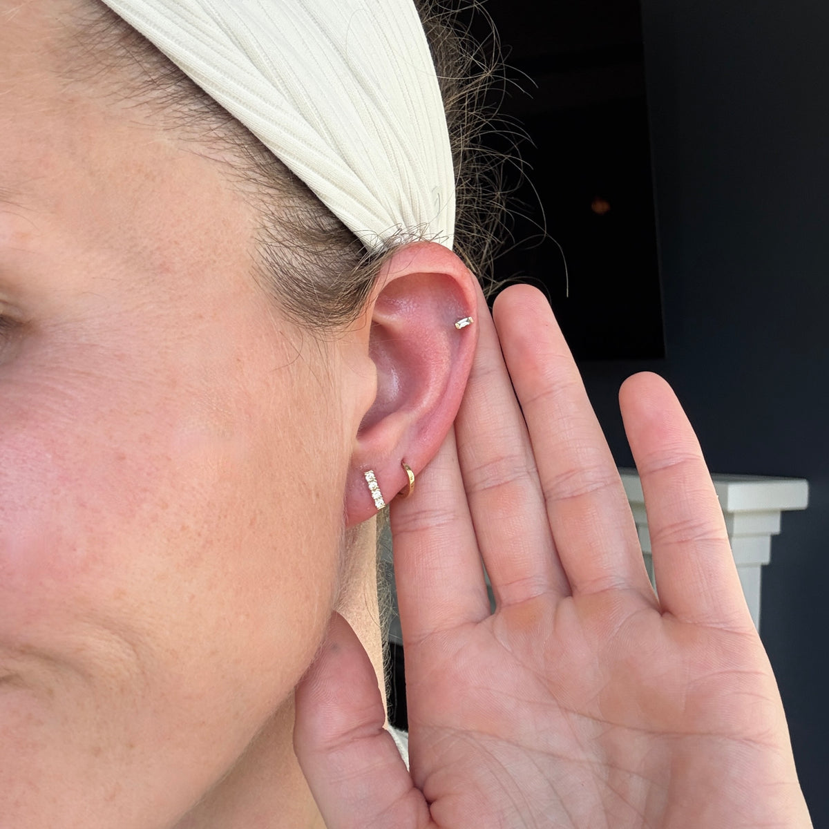 Pave Diamond 18k Bar Studs