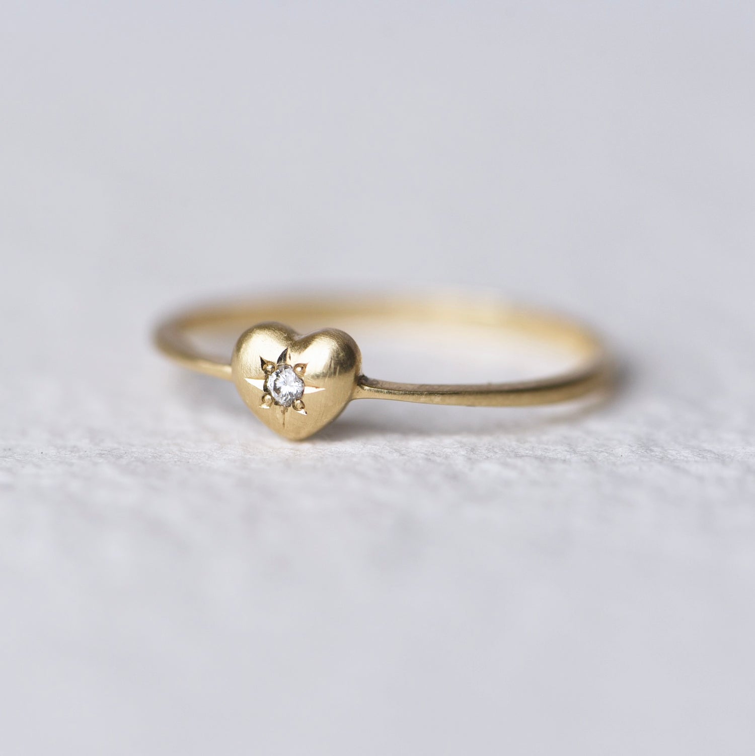 PUFFY HEART 14K GOLD DIAMOND RING SIZE 7