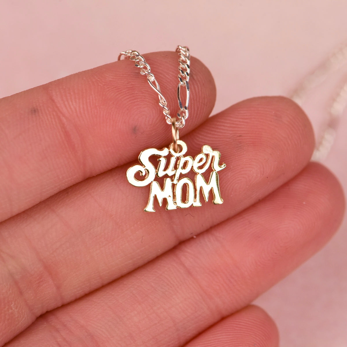 Vintage 14k Gold Super Mom Charm Necklace