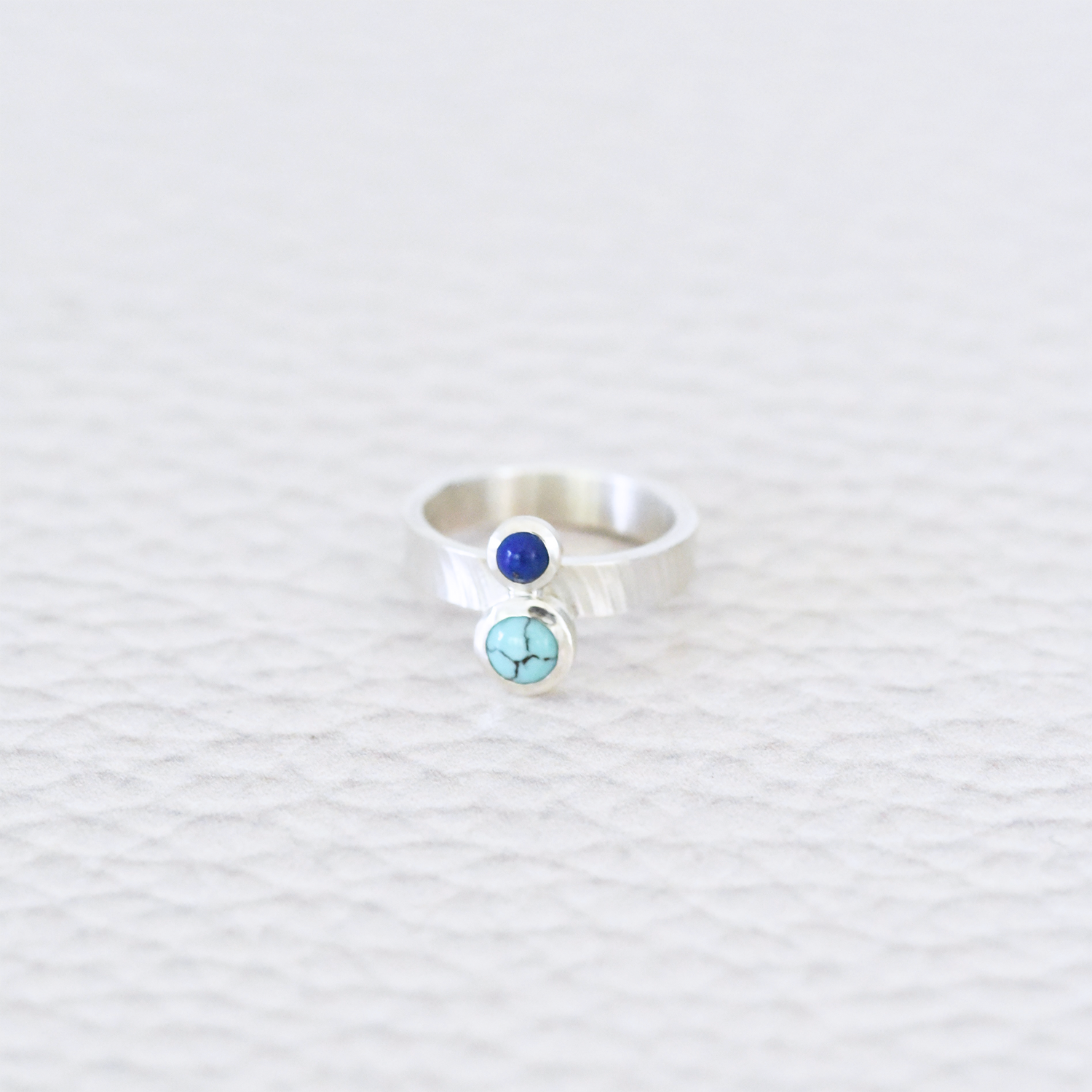 DOUBLE TURQUOISE + LAPIS RING SIZE 8.25