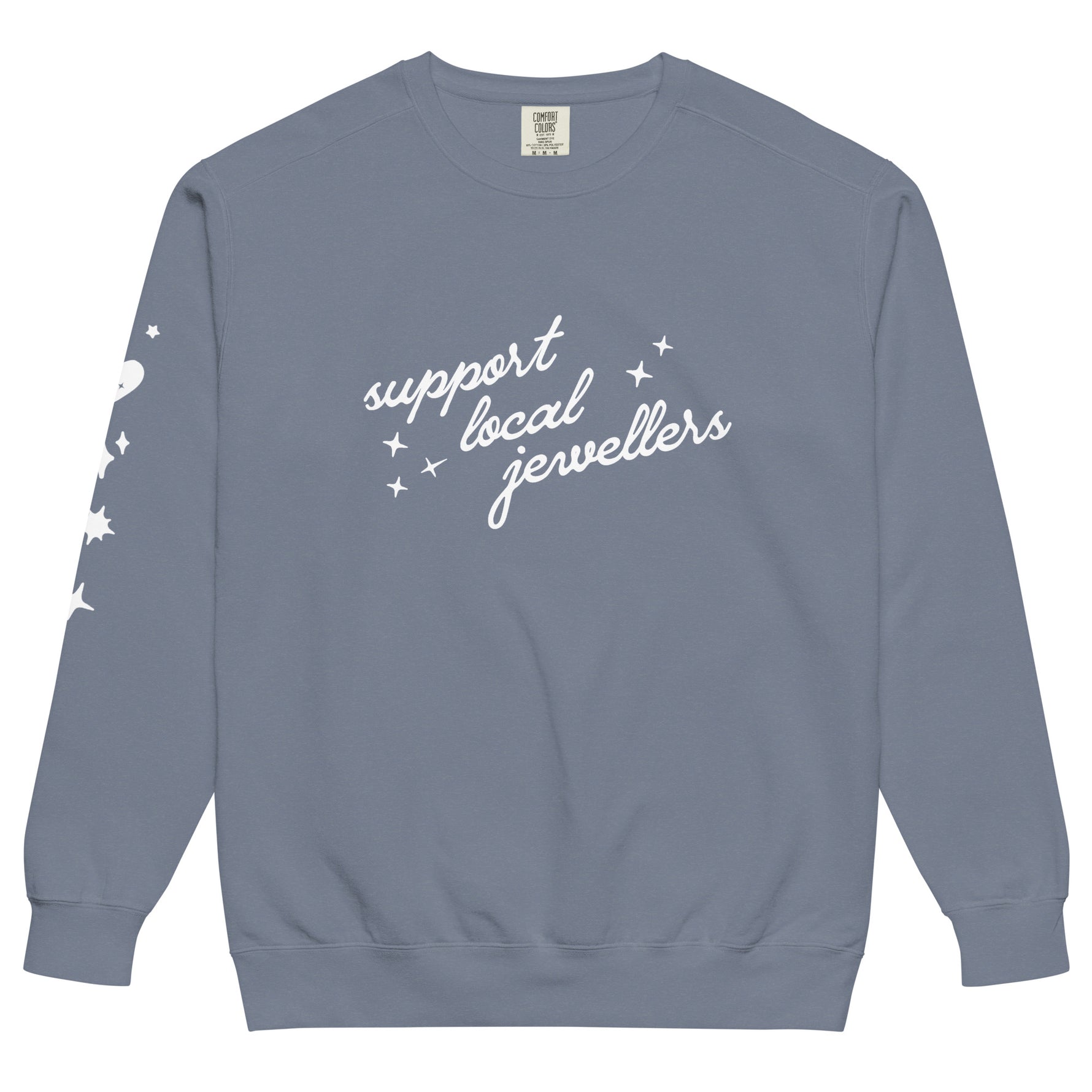 Support Local Jewellers Sparkle Edition sweatshirt in blue jean – soft relaxed fit with sparkle graphic