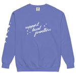Support Local Jewellers Sparkle Edition sweatshirt in Flo Blue– cozy cotton blend with sparkle graphic
