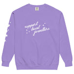 Support Local Jewellers Sparkle Edition sweatshirt in violet – cozy cotton blend with sparkle graphic
