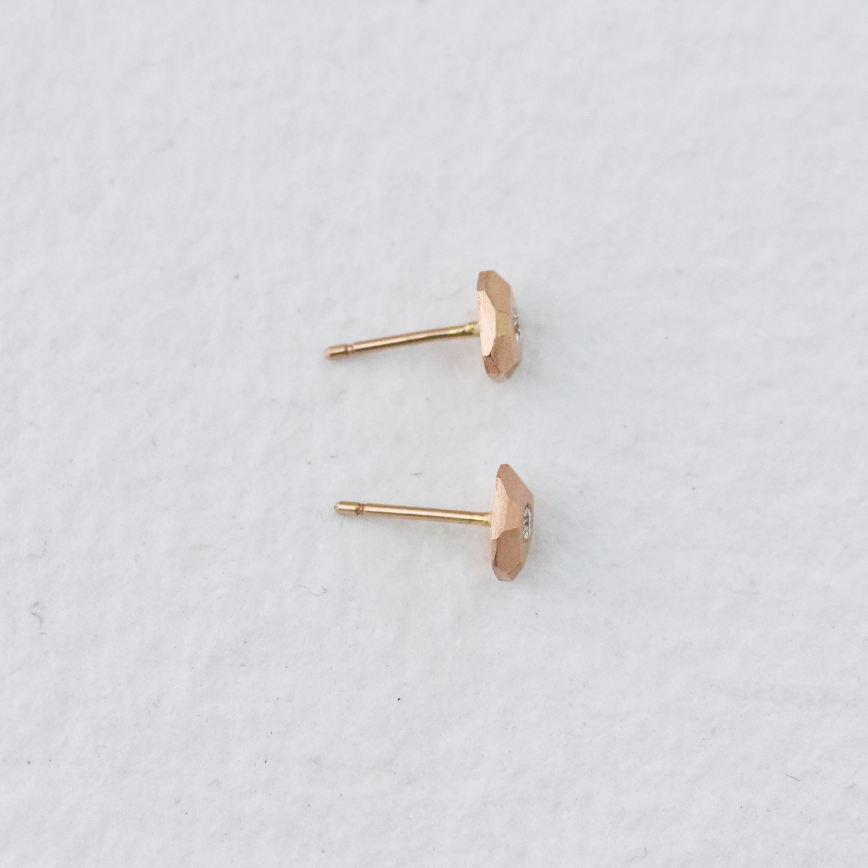 ROSE GOLD FACETED DIAMOND STUDS