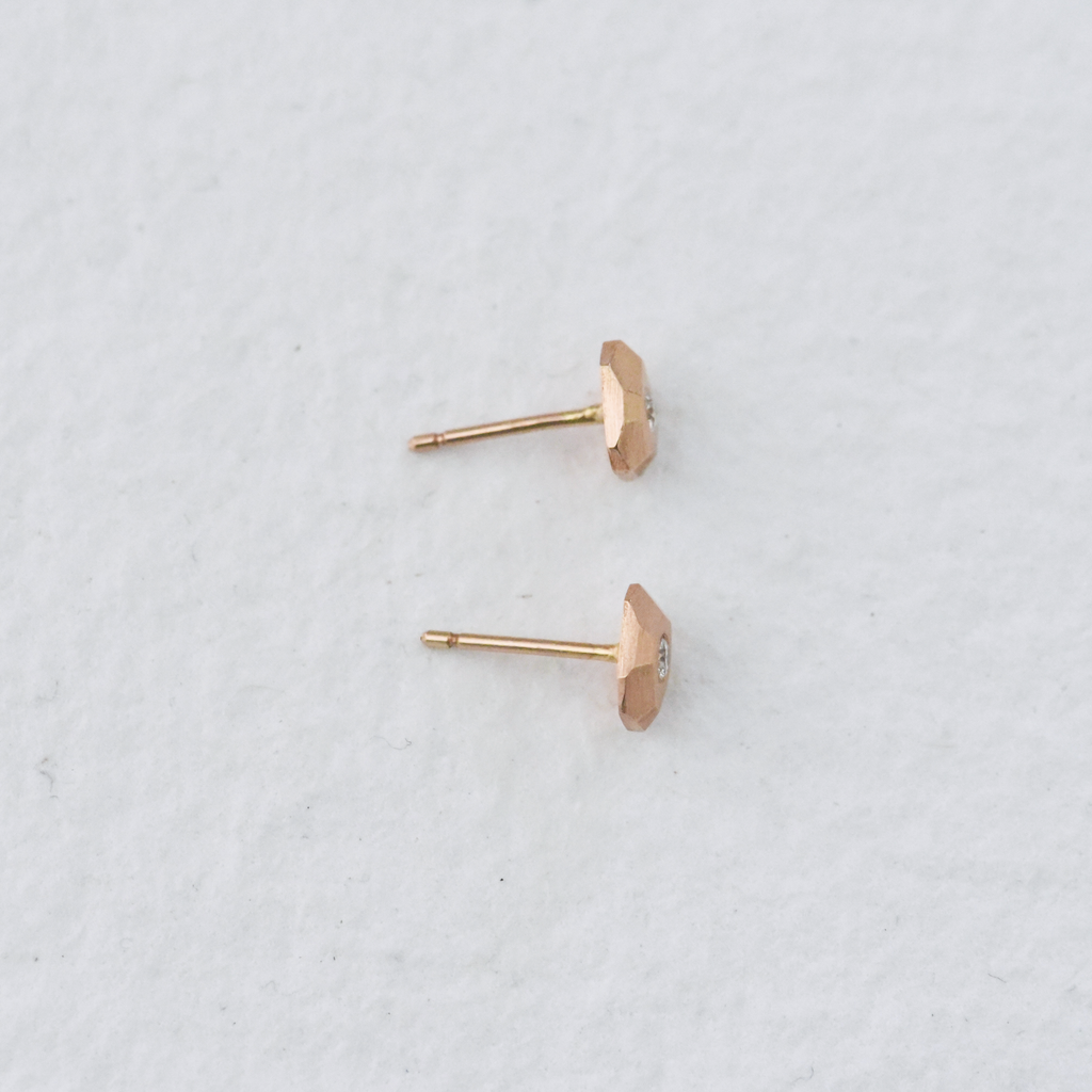 ROSE GOLD FACETED DIAMOND STUDS