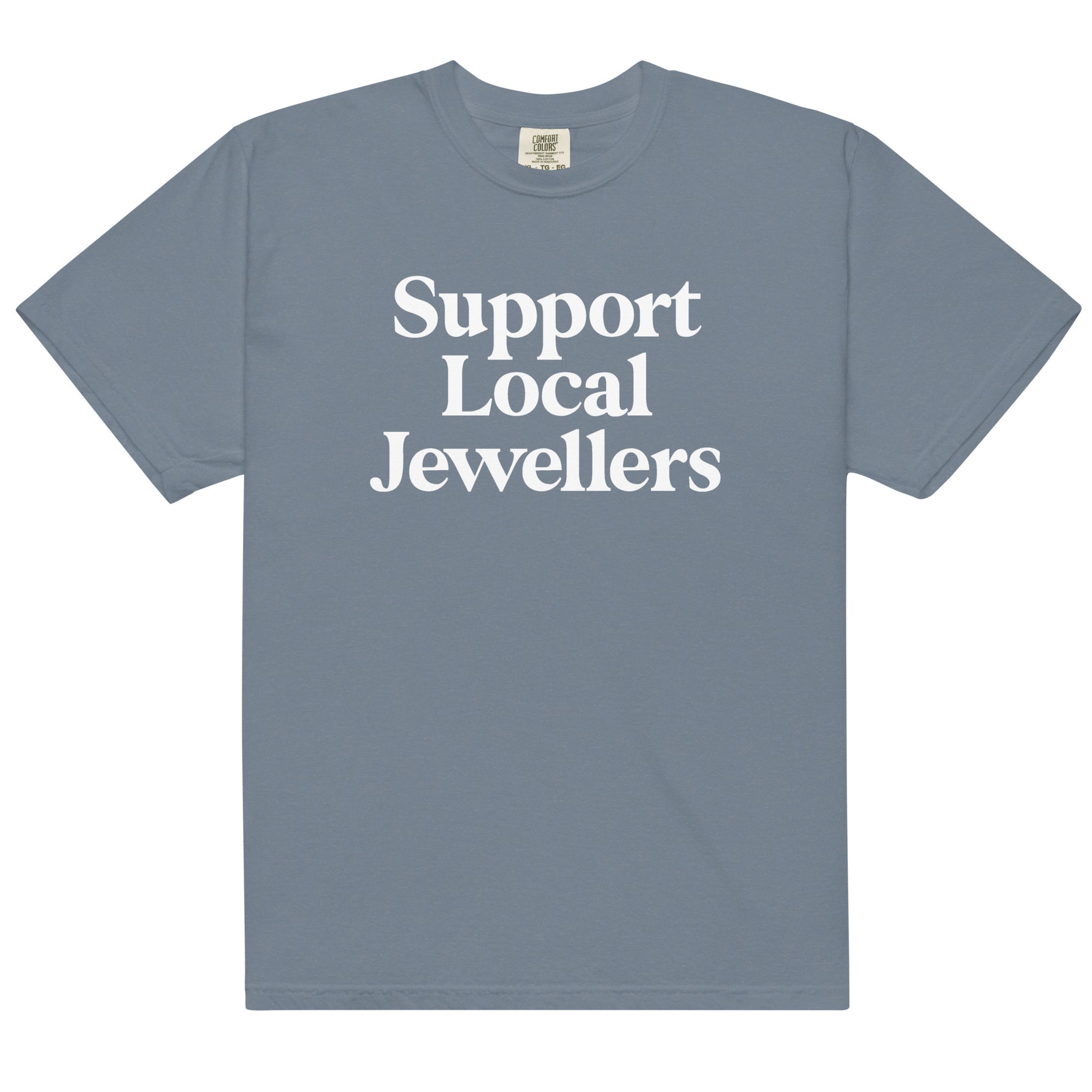 Unisex jeweller t-shirt in blue jean color – heavyweight cotton artisan tee