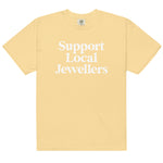 Unisex jeweller t-shirt in butter yellow – cheerful cotton tee for jewellers and creatives