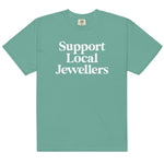 Unisex jeweller t-shirt in seafoam green – breathable cotton tee for local artists