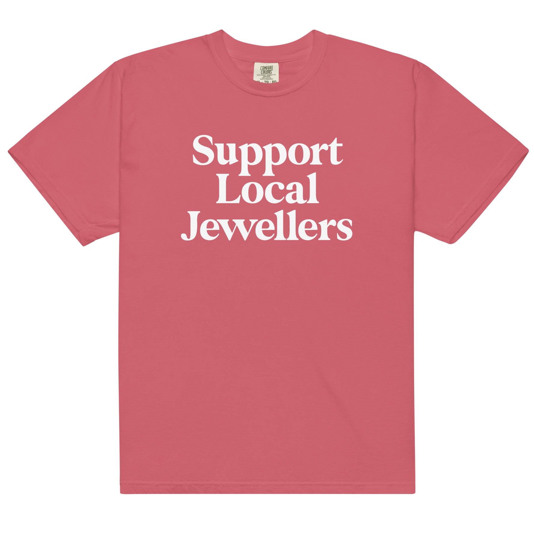 Unisex jeweller t-shirt in watermelon pink – breathable cotton tee for makers